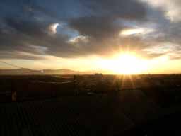 The rising sun on Dushanbe